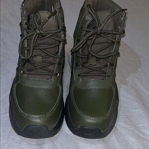 Nike Kids Olive Green and Black High-Top Boots